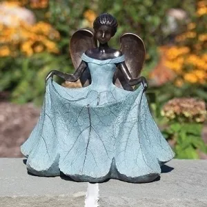 13.25"H Angel Curtsy Bird Bath