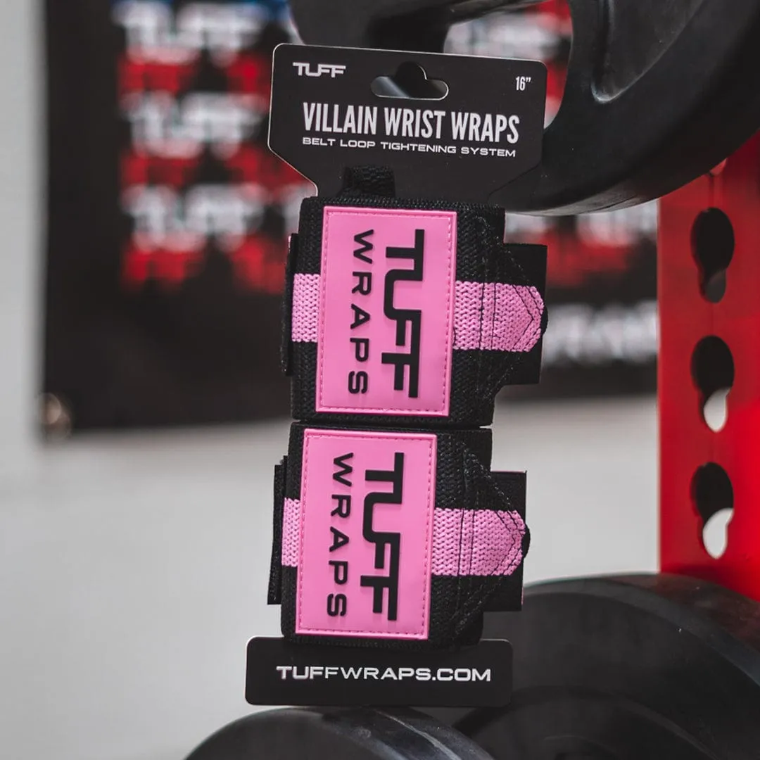 16" Villain Wrist Wraps - Black & Pink