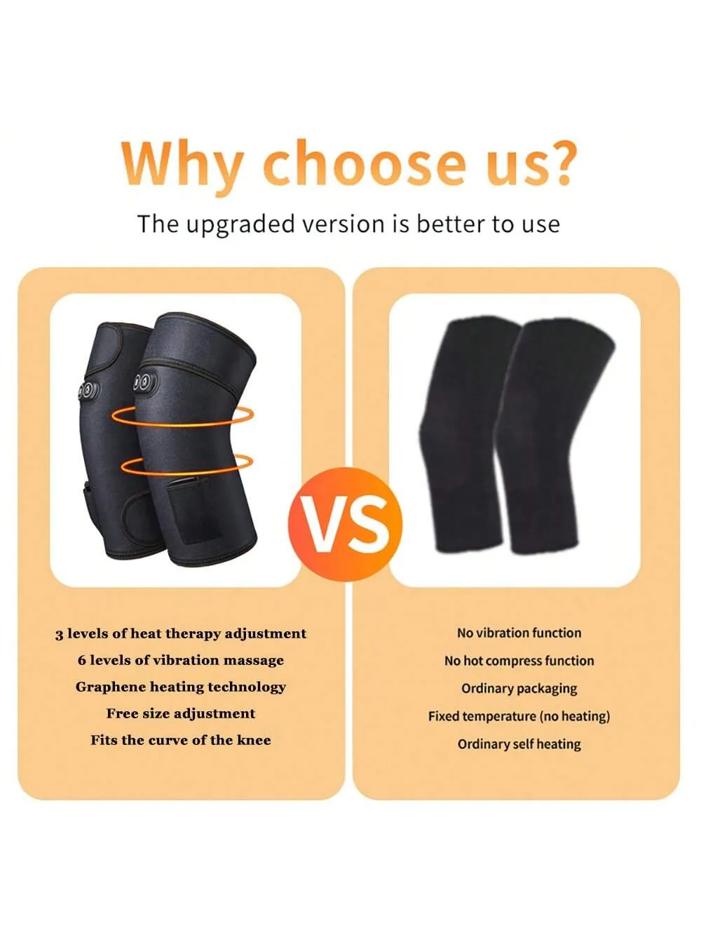1pc Electric Heating Knee Pad With Vibration Massage For Knee Warmth And Pain Relief