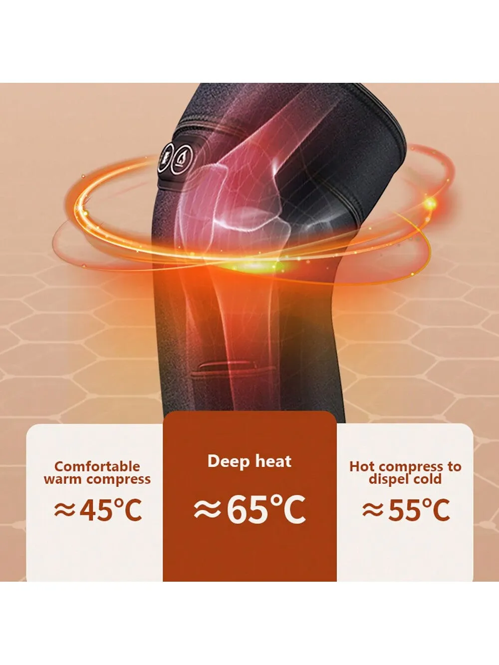 1pc Electric Heating Knee Pad With Vibration Massage For Knee Warmth And Pain Relief