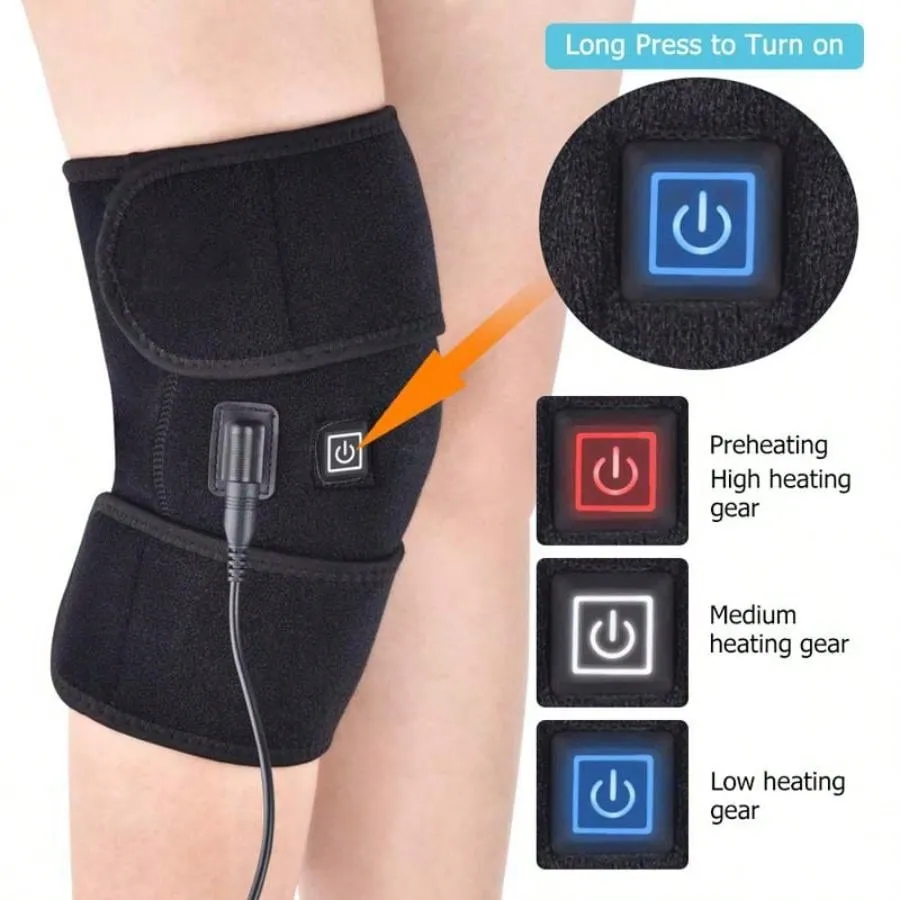 1pc Electric Knee Heating Pad USB Heated Knee Brace Support Old Cold Leg Knee Warmer