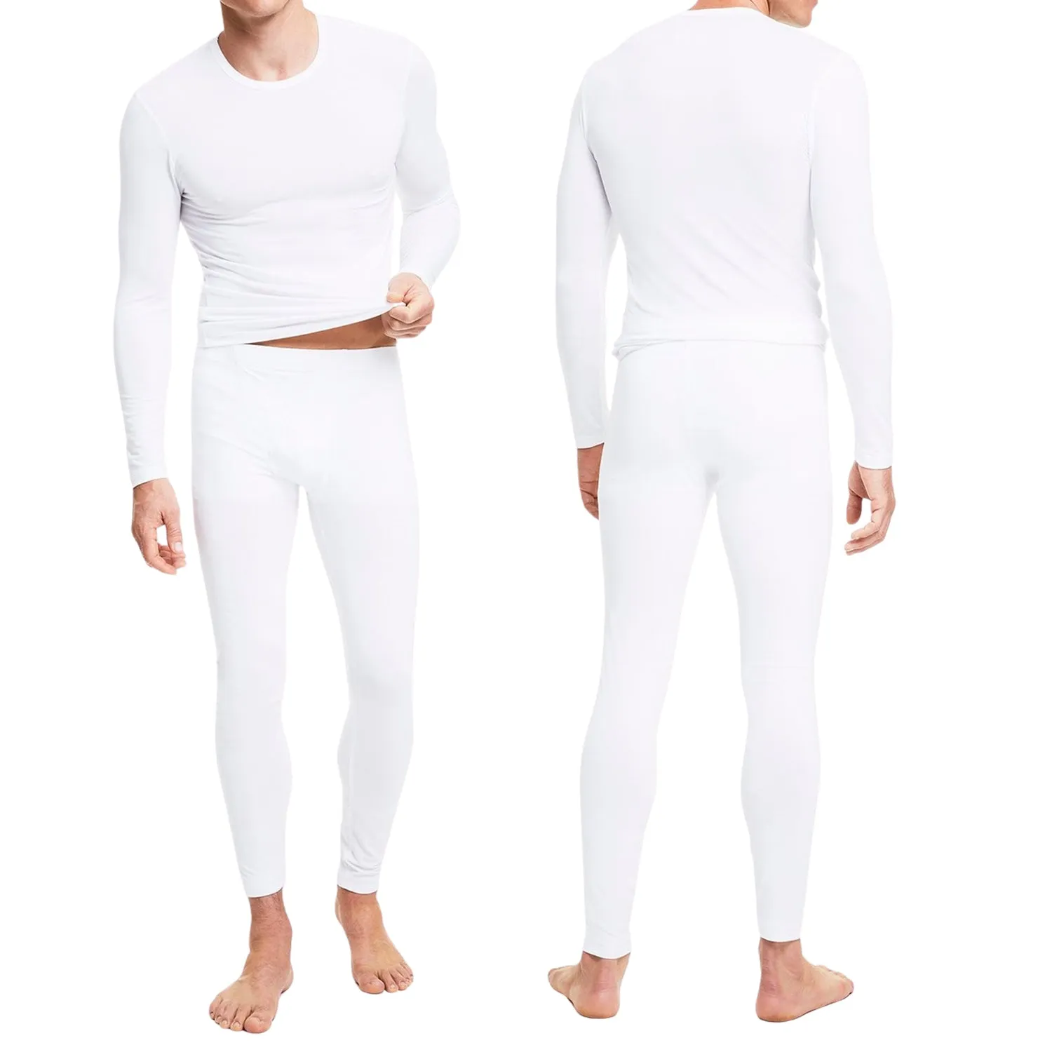 2-Pack:  Men's  Cotton Thermal  Underwear Sets - Long Sleeve Top & Bottom Fleece Long