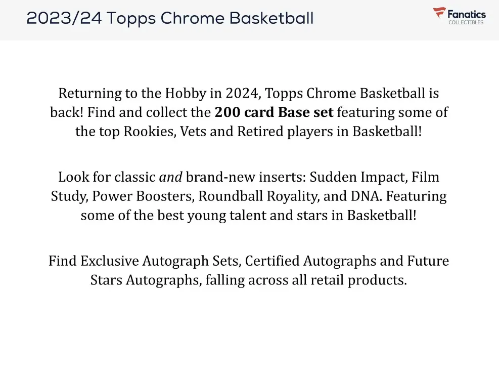 2023-24 Topps Chrome Basketball Hanger Box