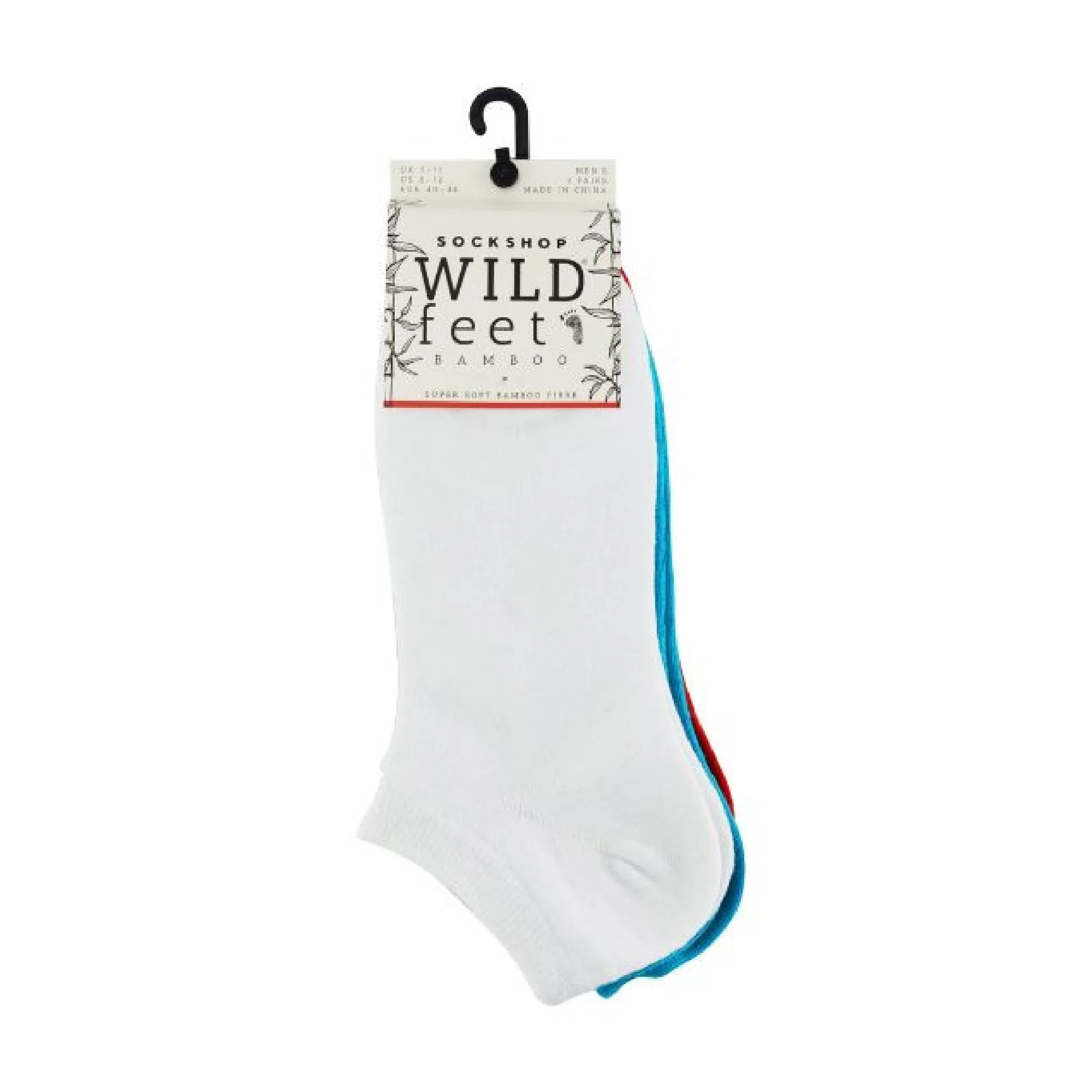 3 Pack Mens Bamboo Trainer Socks with Coloured Heel & Toe