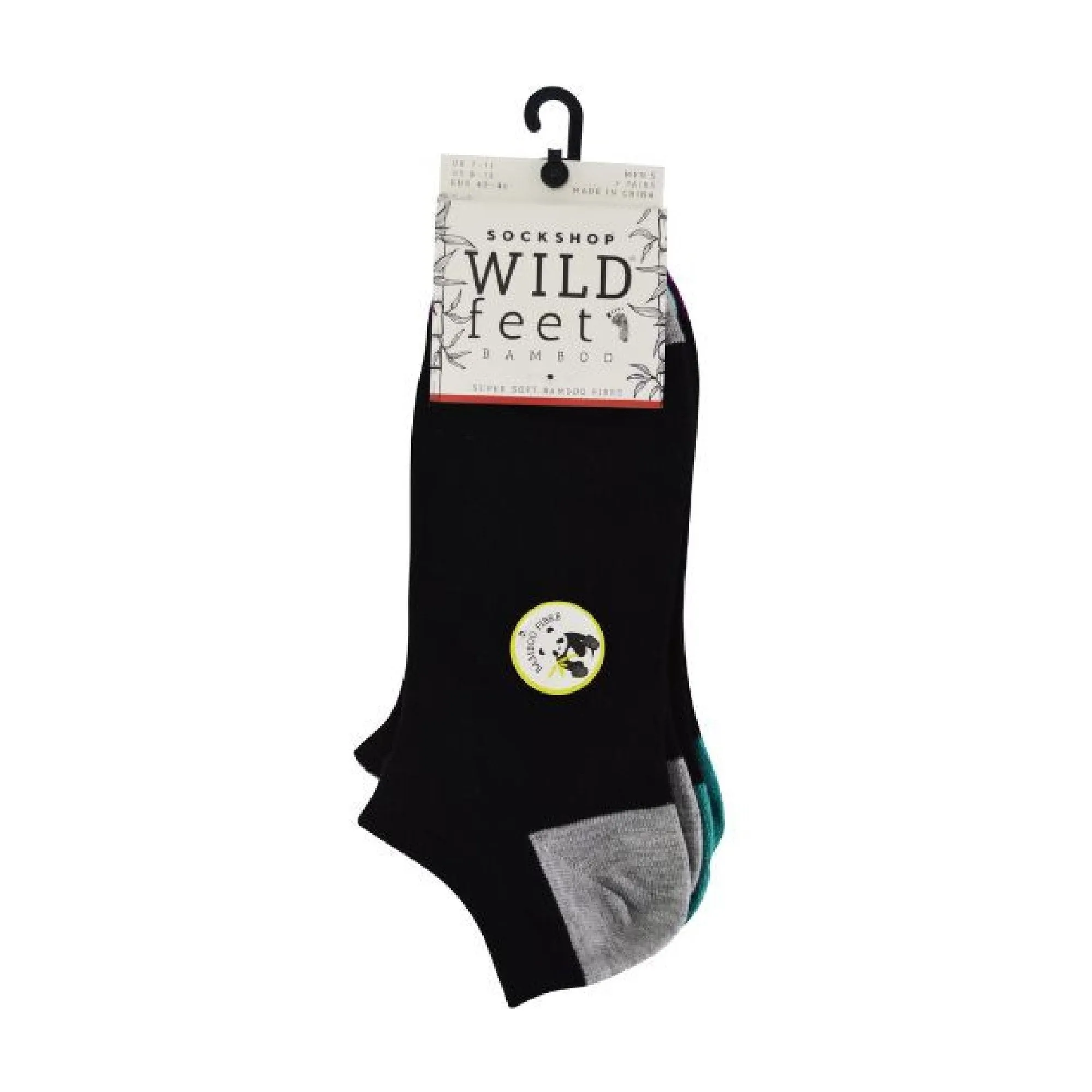 3 Pack Mens Bamboo Trainer Socks with Coloured Heel & Toe