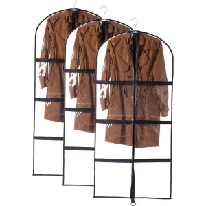 3 Packs Transparent PVC Garment Bag,Dance Costume Bags,Foldable 51 Inch Full Zipper Suits Bag Dream Duffel, Versatile Hanging Garment Bag with 6 Large Zipper Pockets for Dance Competitions Travel