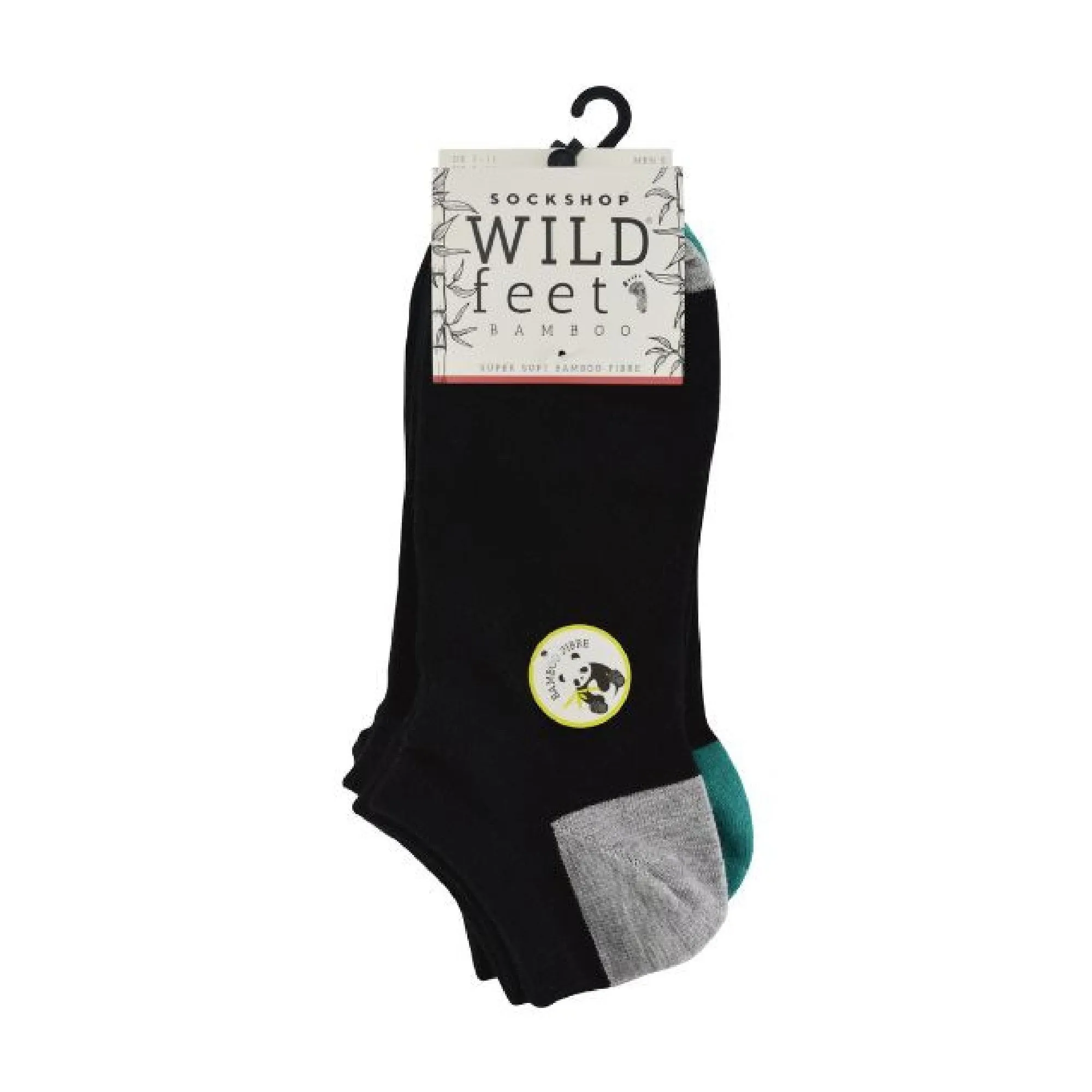 5 Pack Mens Bamboo Trainer Socks with Coloured Heel & Toe