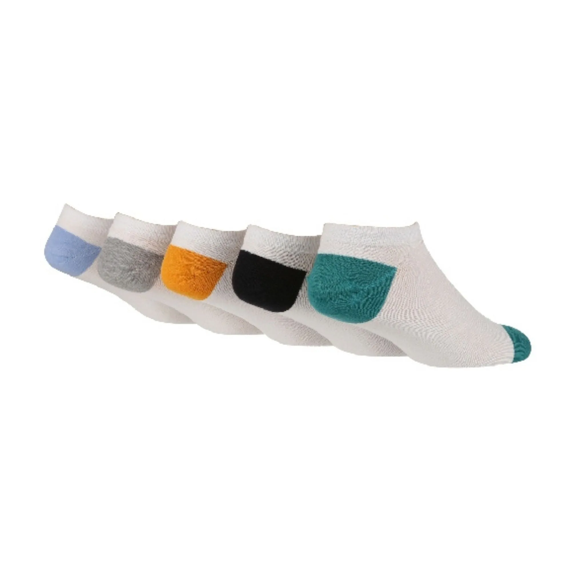5 Pack Mens Bamboo Trainer Socks with Coloured Heel & Toe