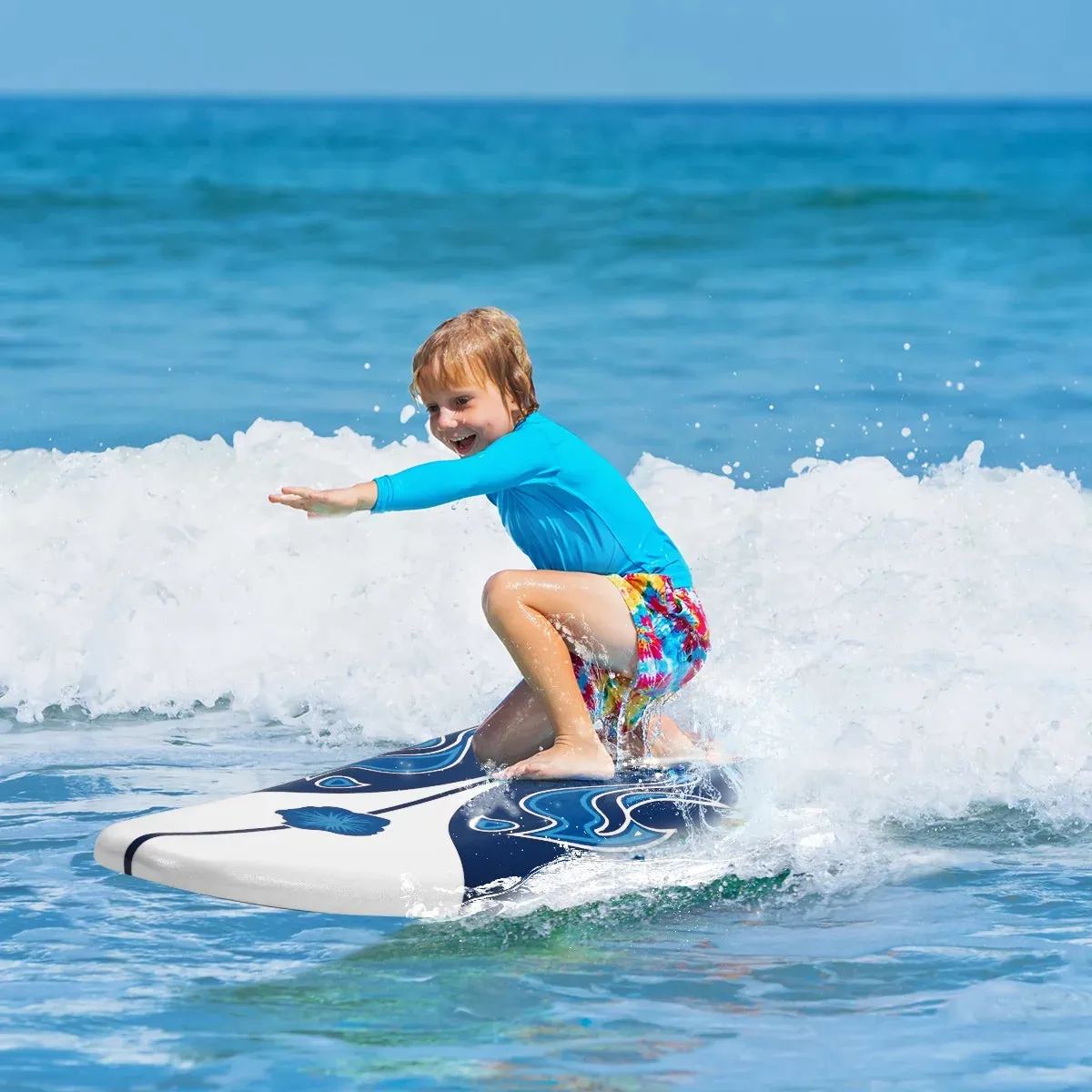 6' Surfboard Inflation-Free Long Surfing Board with Safety Leash White