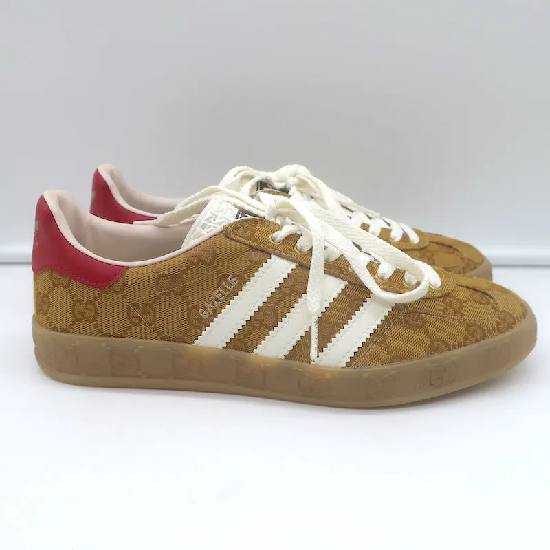 Adidas x Gucci Gazelle GG Monogram Low Top Sneakers Brown Size 7 HQ8850 NEW