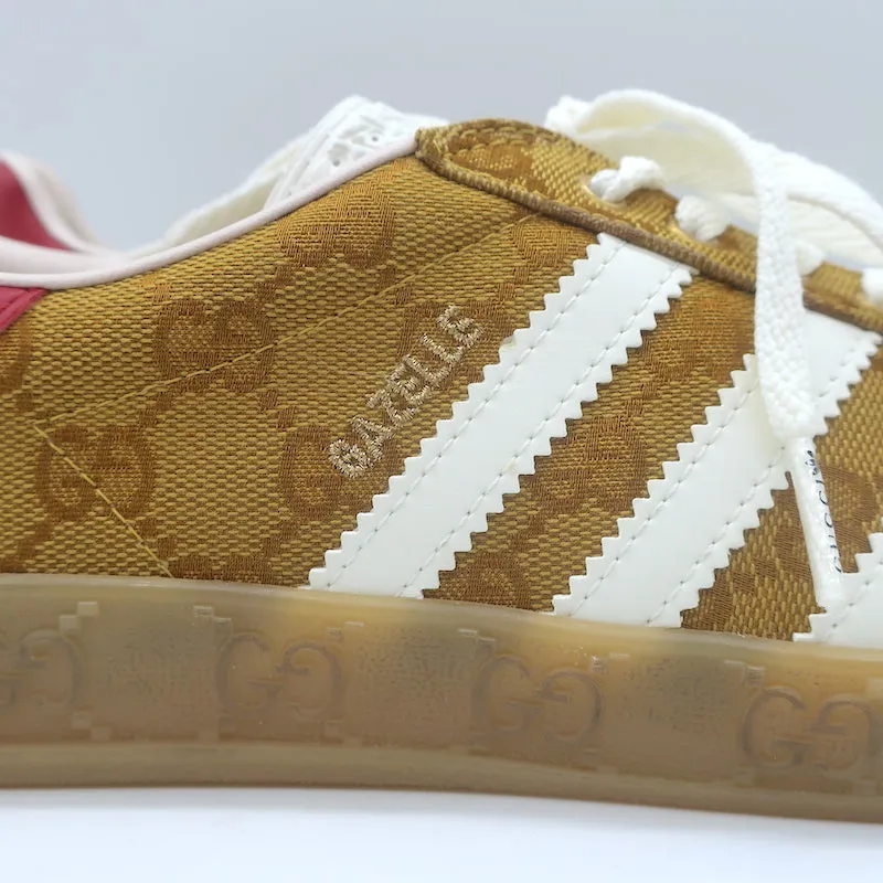 Adidas x Gucci Gazelle GG Monogram Low Top Sneakers Brown Size 7 HQ8850 NEW