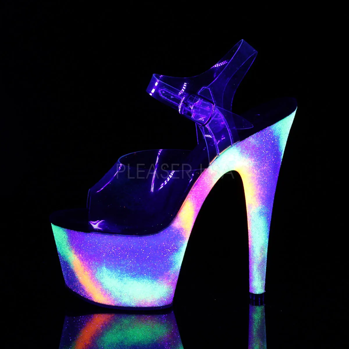 ADORE-708GXY  Clear/Neon Galaxy Glitter