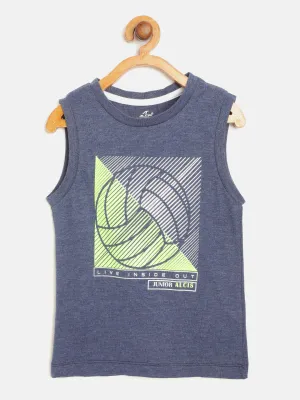 Alcis Boys Blue & White Baseball Print Sleeveless T-shirt