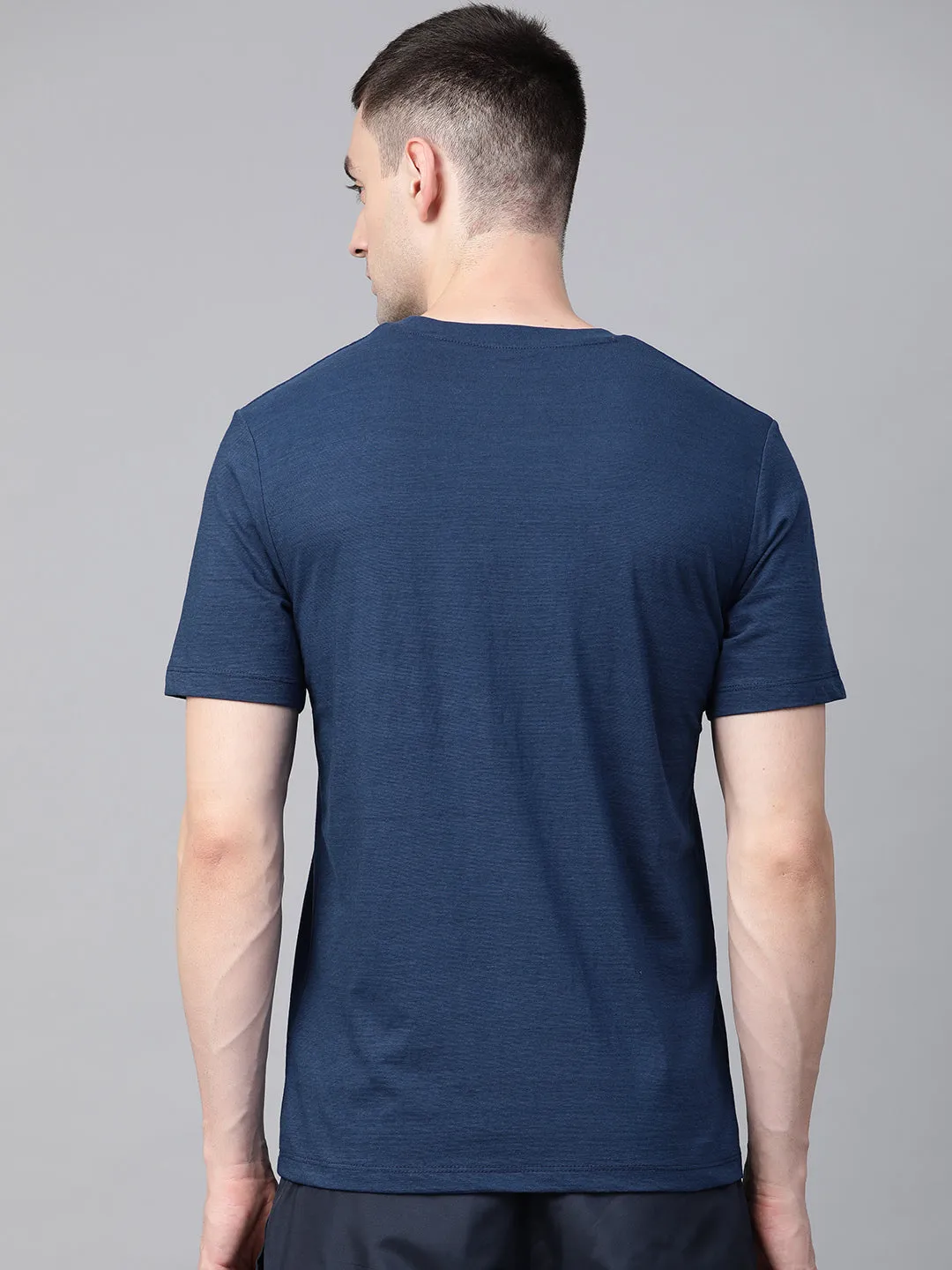 Alcis Men Navy Blue Printed Round Neck T-shirt
