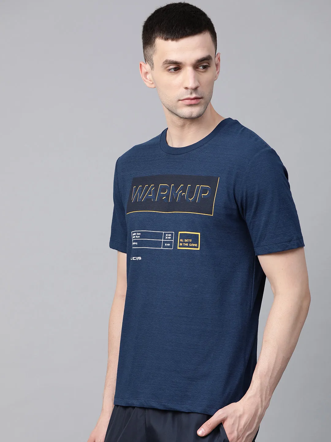 Alcis Men Navy Blue Printed Round Neck T-shirt
