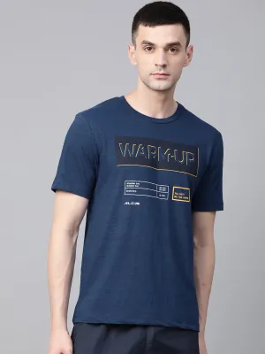Alcis Men Navy Blue Printed Round Neck T-shirt