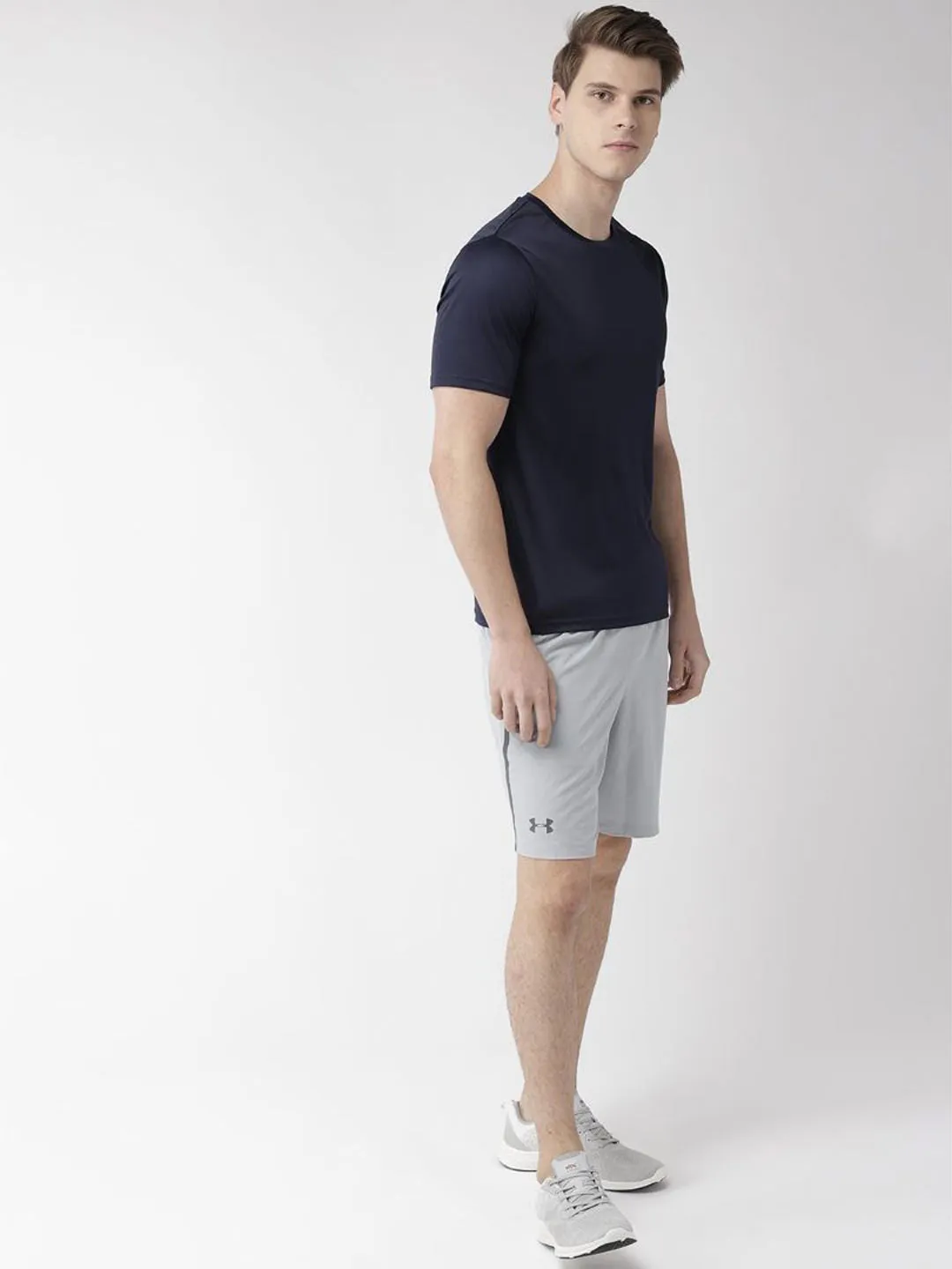 Alcis Men Navy Blue Solid Round Neck Sports T-shirt