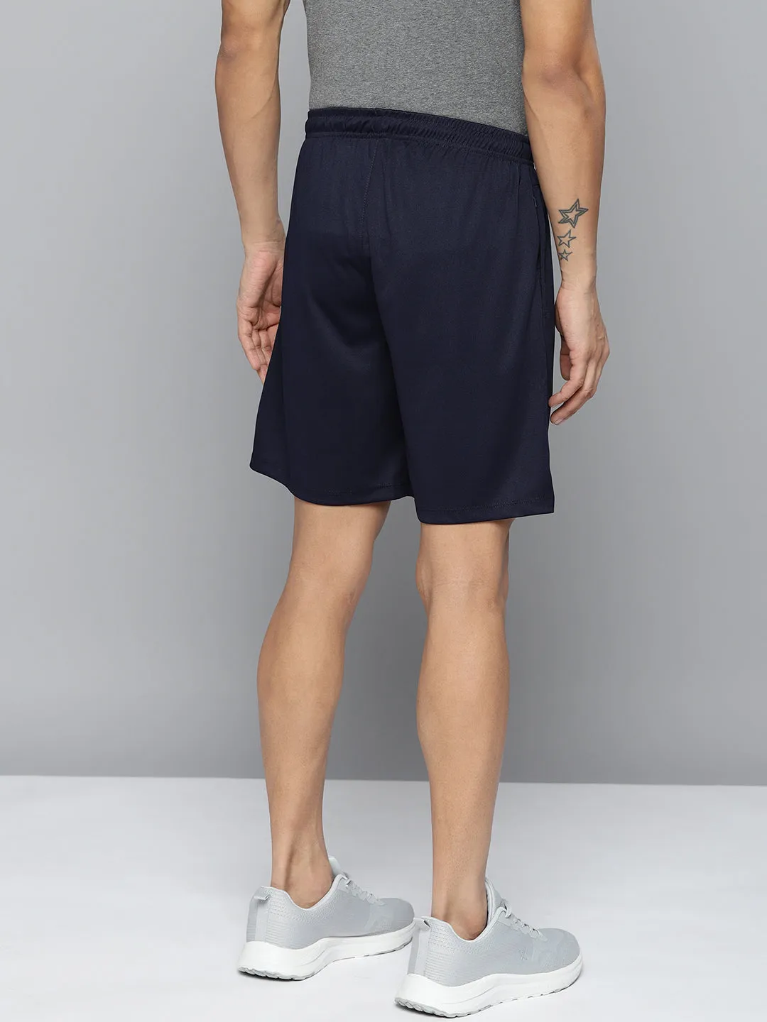 Alcis Men Navy Blue Solid Slim Fit Running Sports Shorts