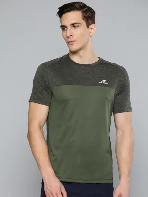 Alcis Men Olive Green Slim Fit Running T-shirt