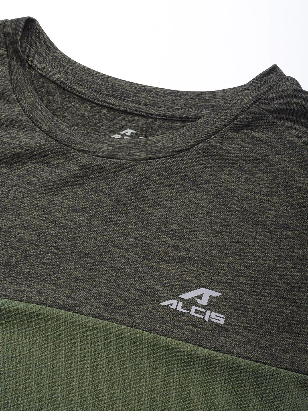 Alcis Men Olive Green Slim Fit Running T-shirt