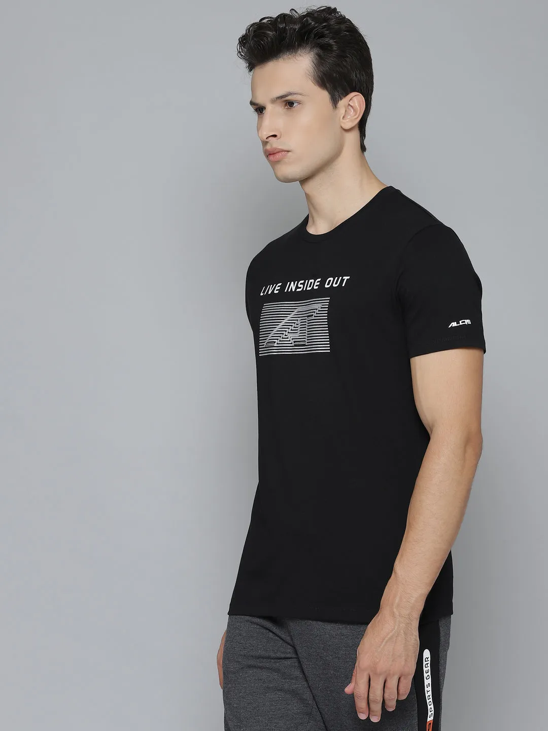 Alcis Men Printed Black Tshirts