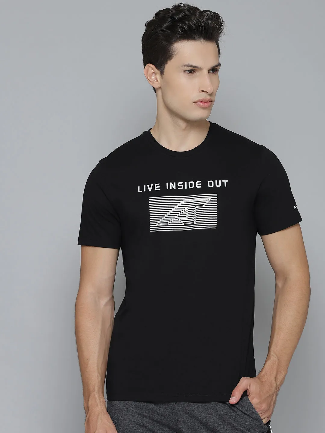 Alcis Men Printed Black Tshirts