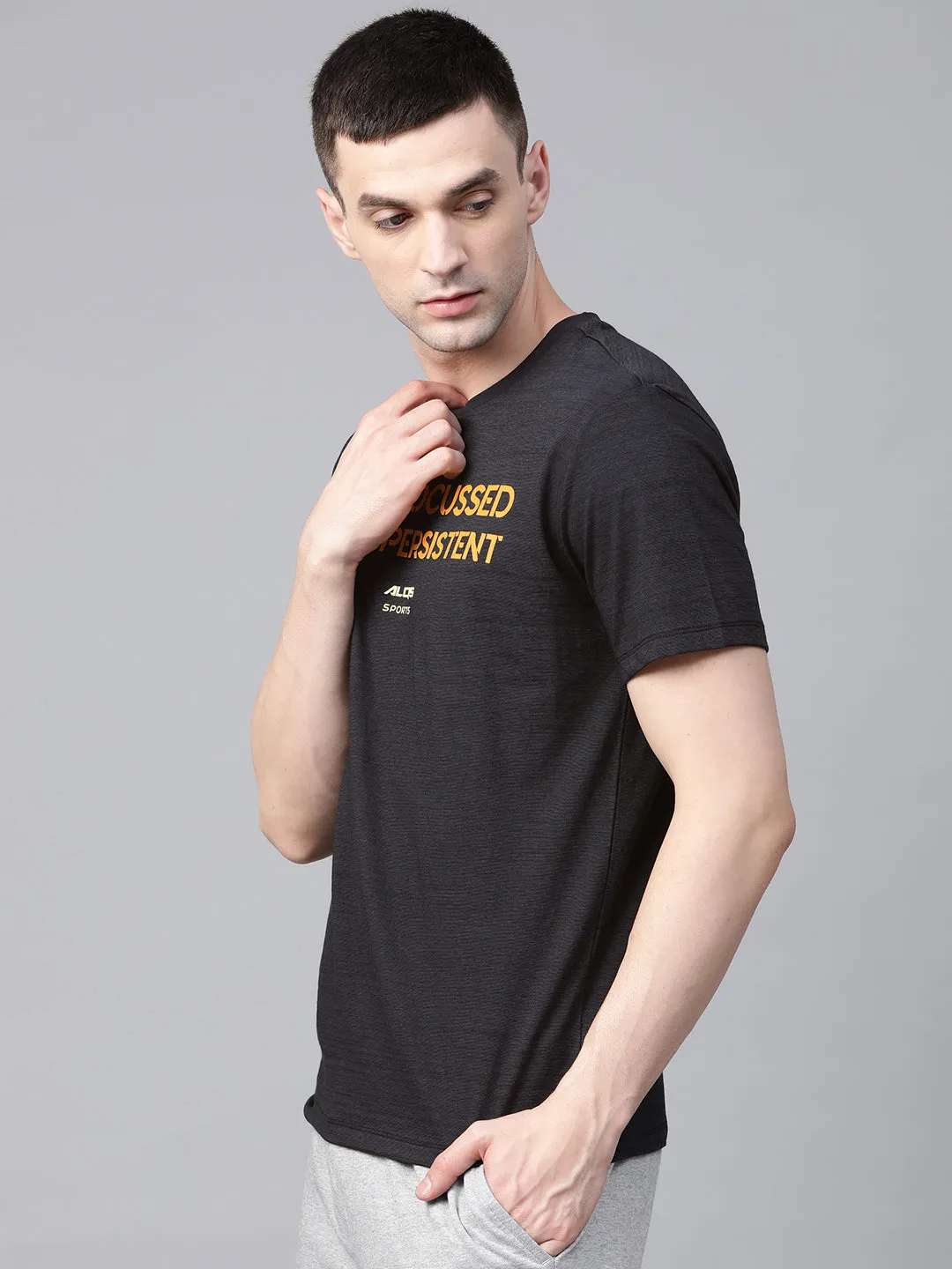 Alcis Mens Solid Black Tshirt