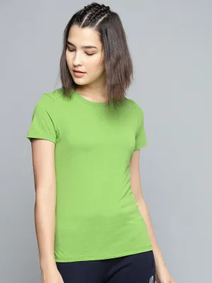 Alcis Women Green Blue Solid Round Neck T-shirt