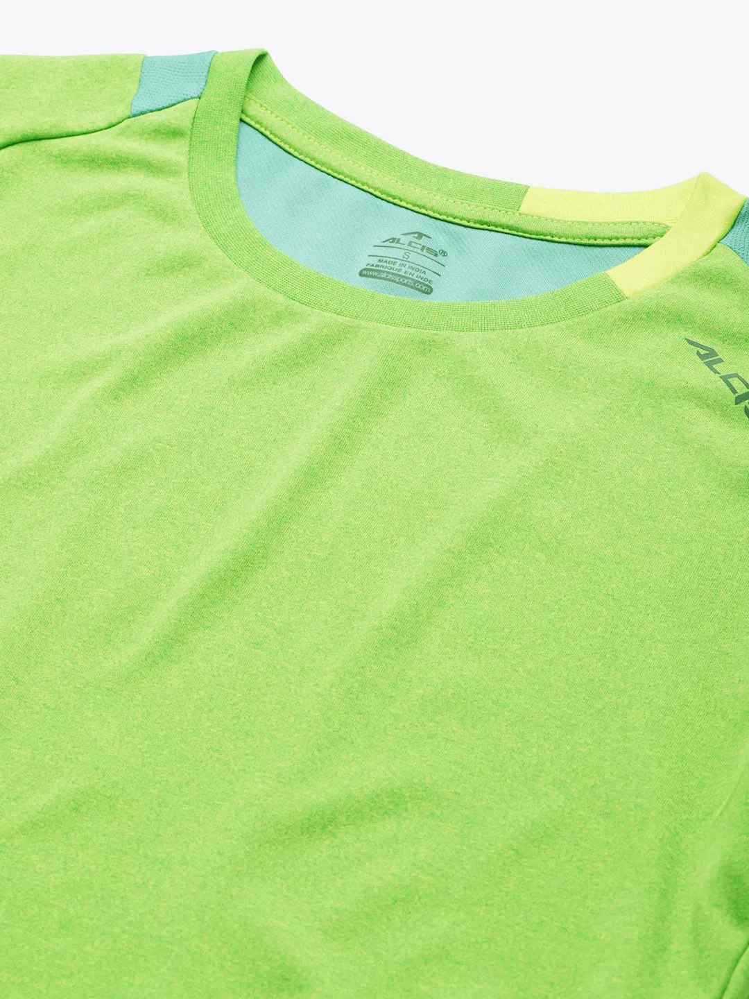 Alcis Women Green Blue Solid Round Neck T-shirt