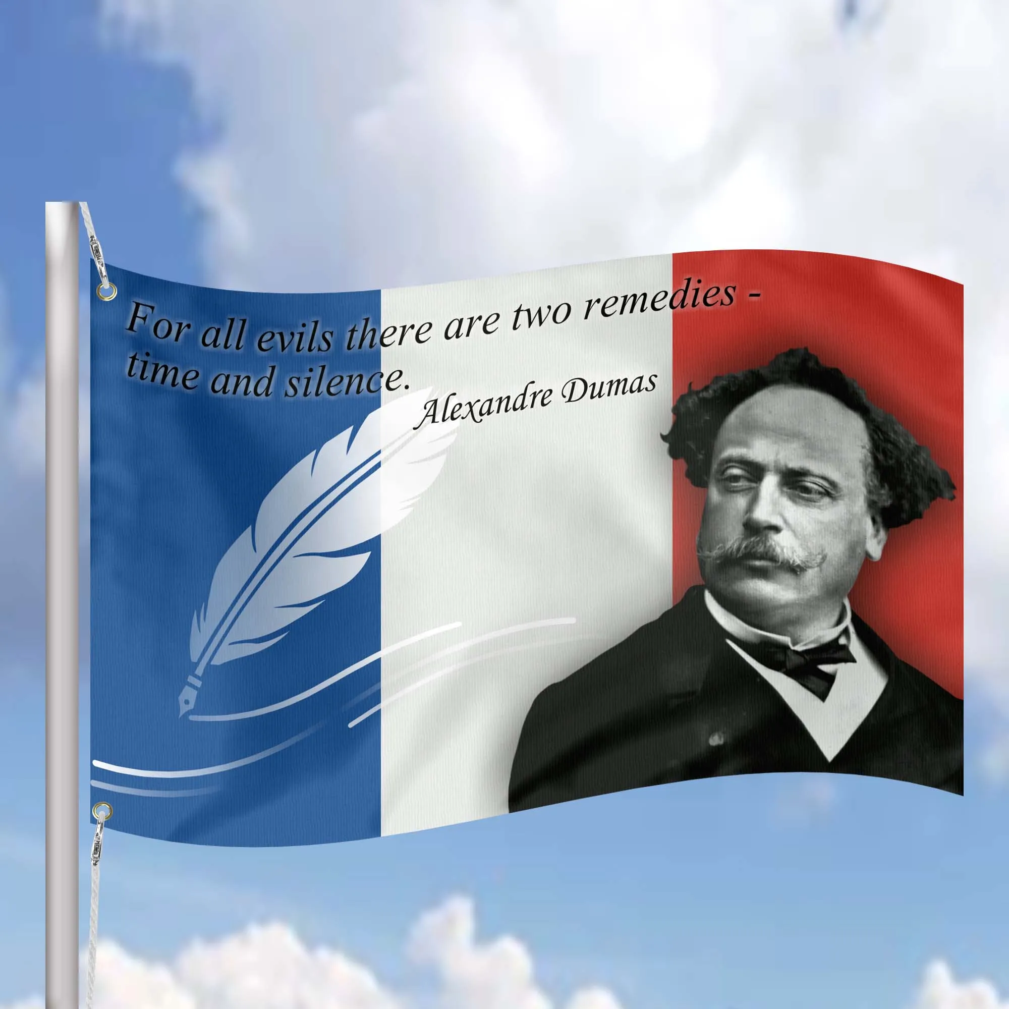 Alexandre Dumas French Novelist Writer Flag Banner