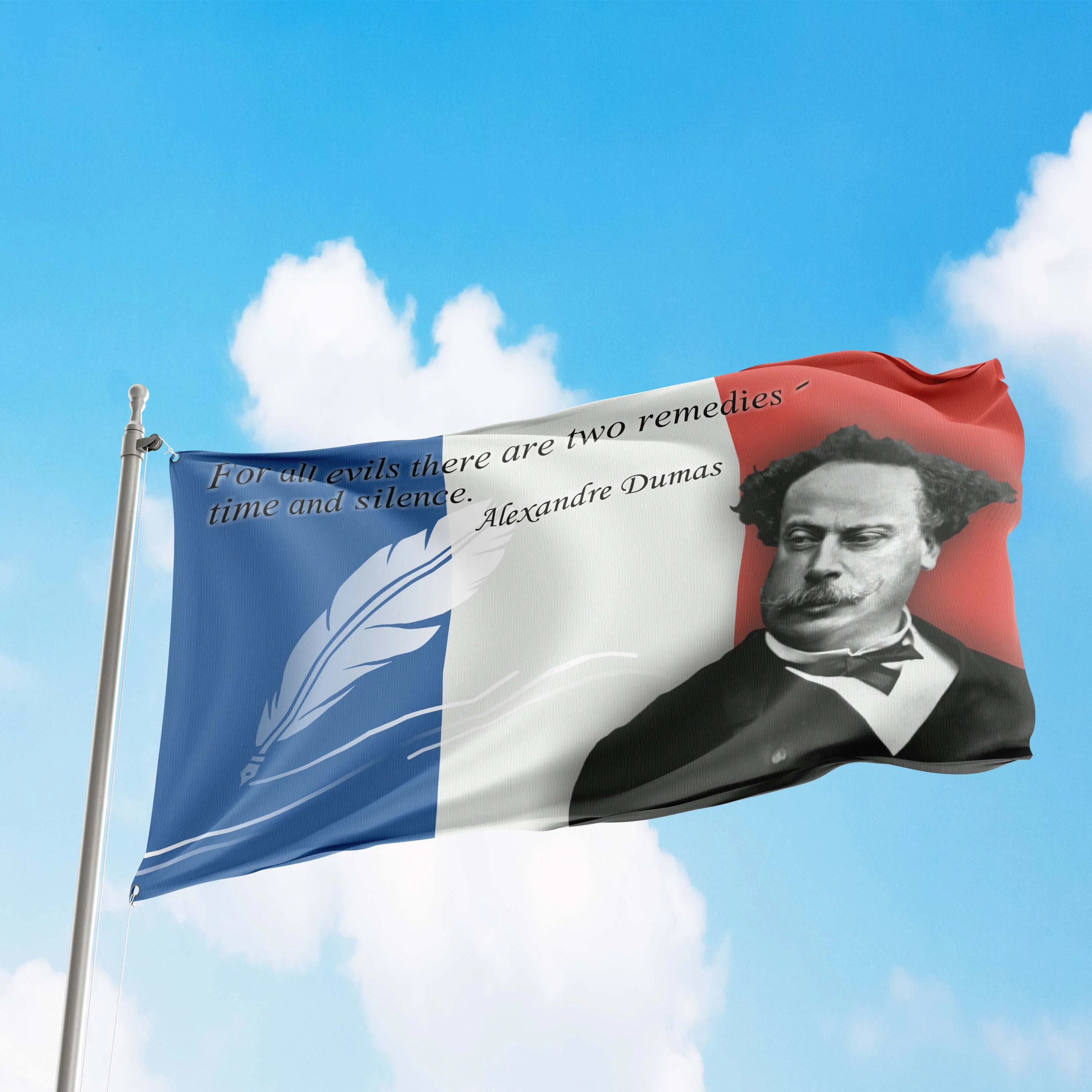 Alexandre Dumas French Novelist Writer Flag Banner