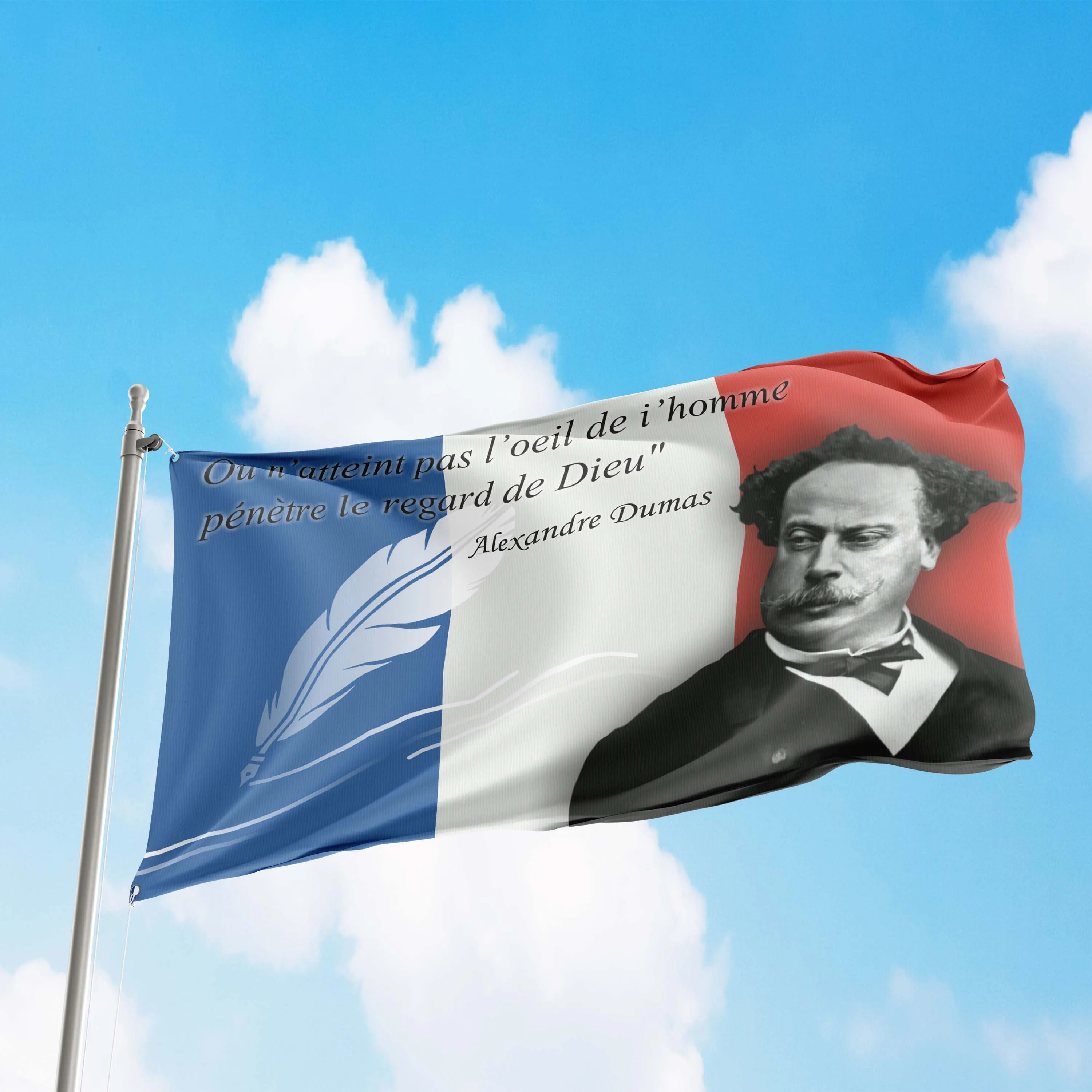 Alexandre Dumas French Novelist Writer Flag Banner