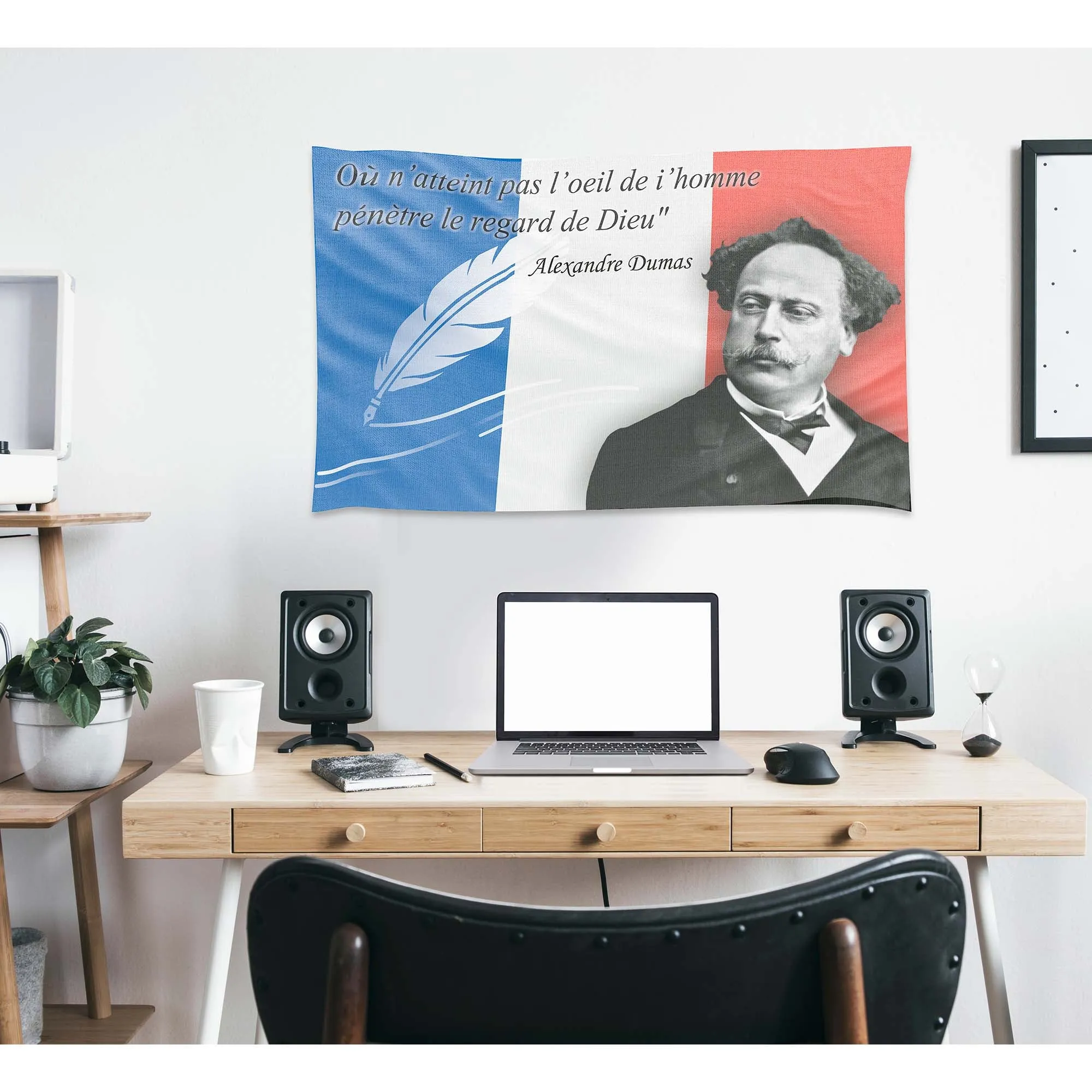 Alexandre Dumas French Novelist Writer Flag Banner