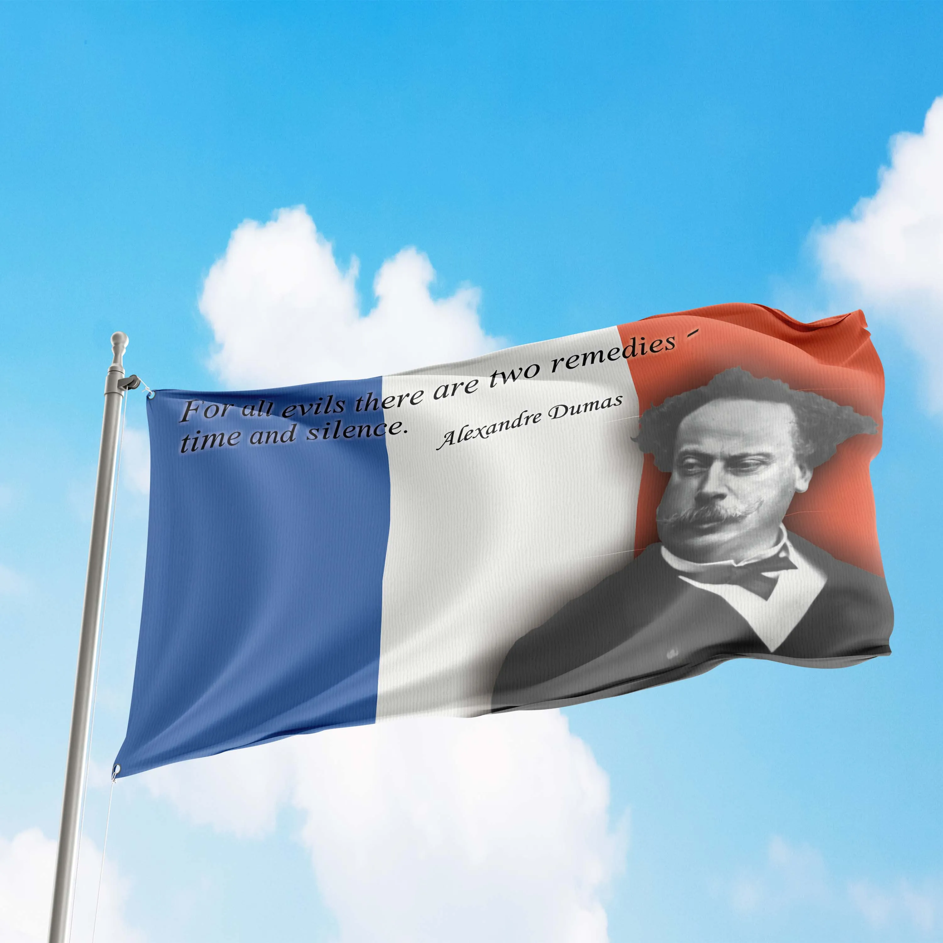 Alexandre Dumas French Novelist Writer Flag Banner