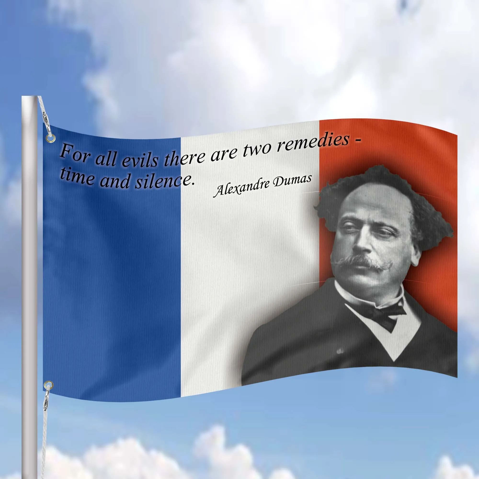 Alexandre Dumas French Novelist Writer Flag Banner