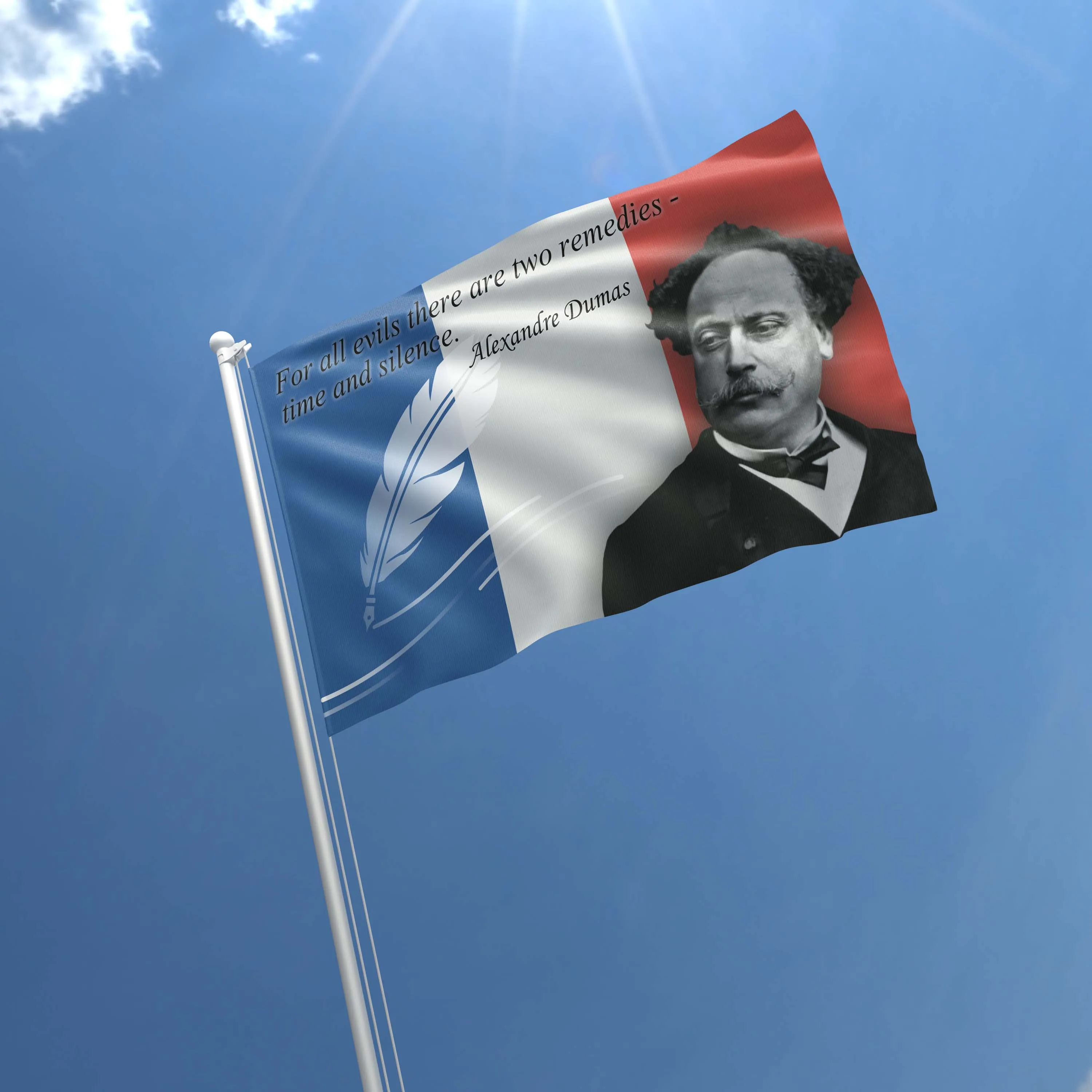 Alexandre Dumas French Novelist Writer Flag Banner