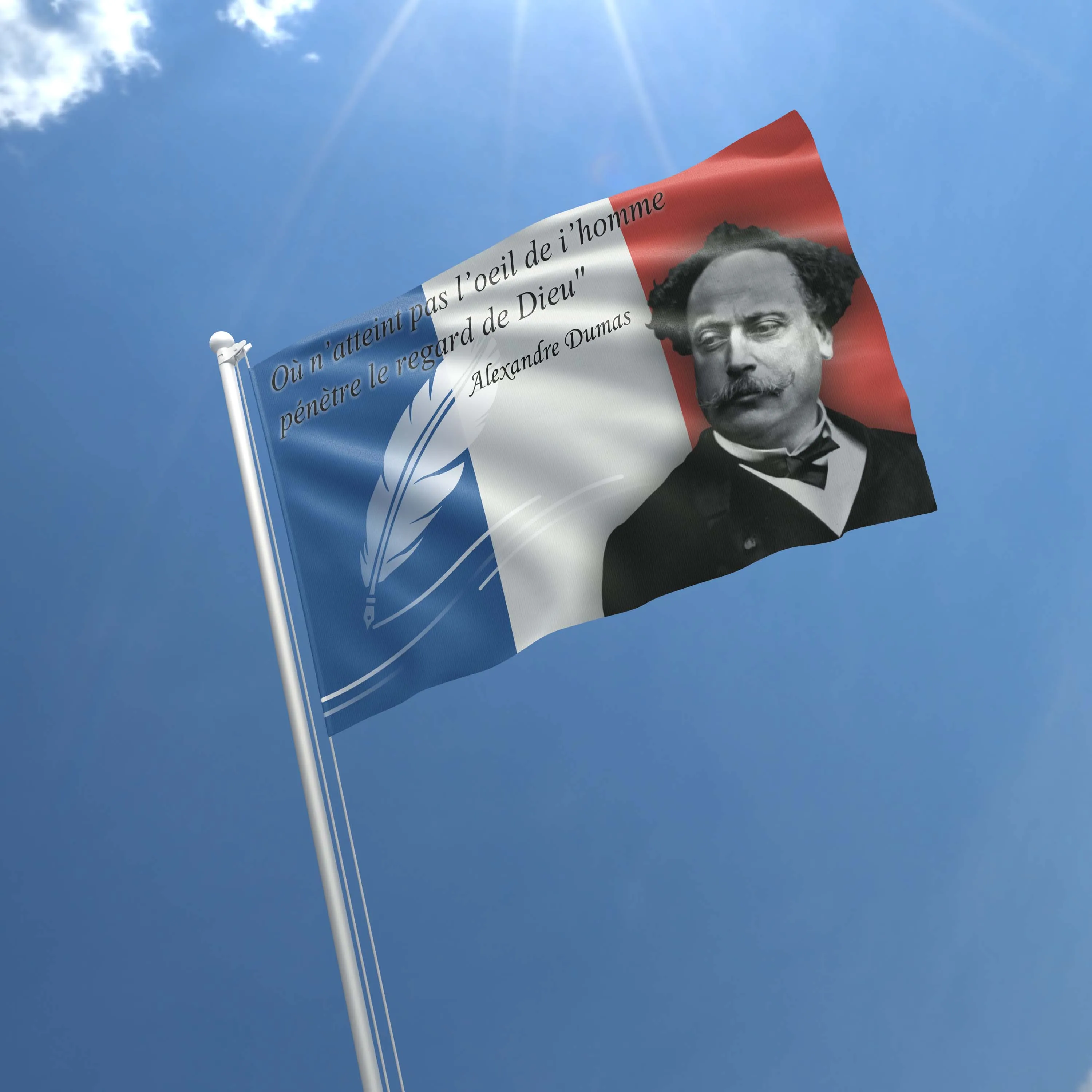 Alexandre Dumas French Novelist Writer Flag Banner