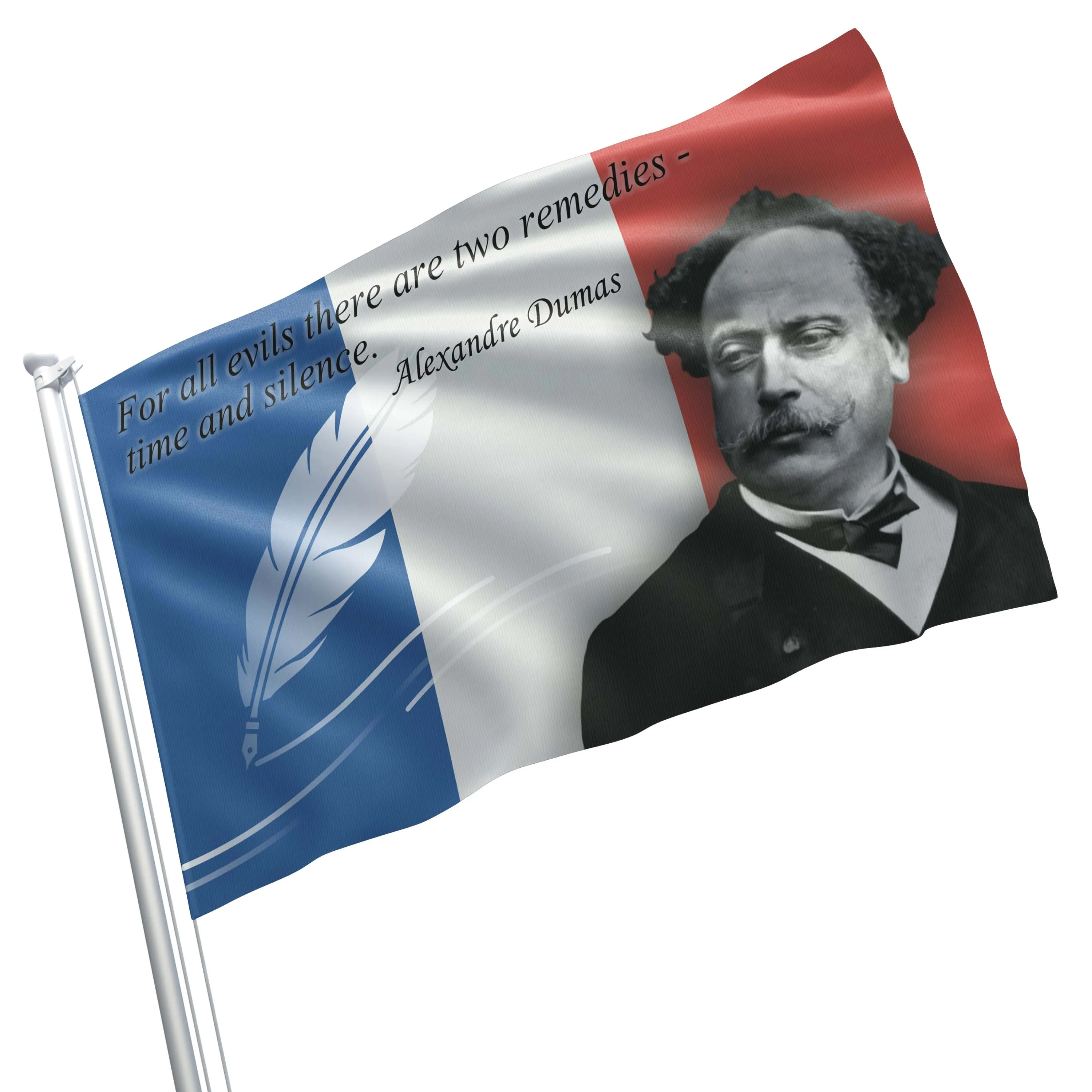 Alexandre Dumas French Novelist Writer Flag Banner