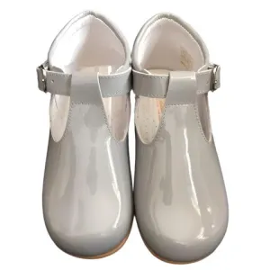 Andanines Grey Patent T Bar Shoes