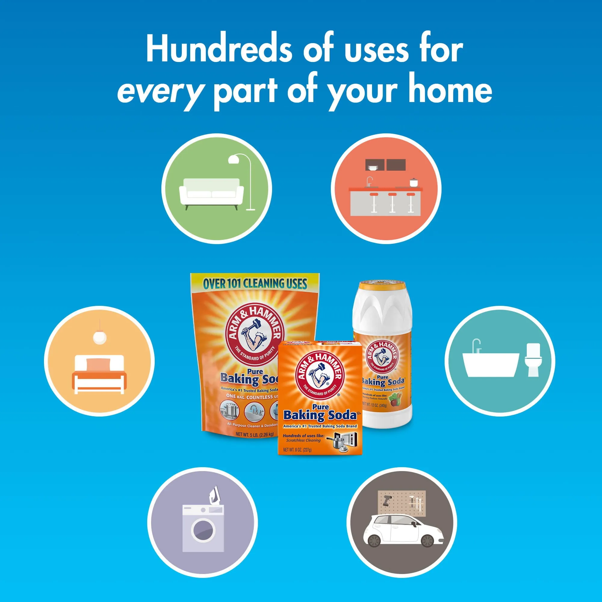 Arm & Hammer Pure Baking Soda 12 lb Bag Sodium Bicarbonate All Purpose Cleaner