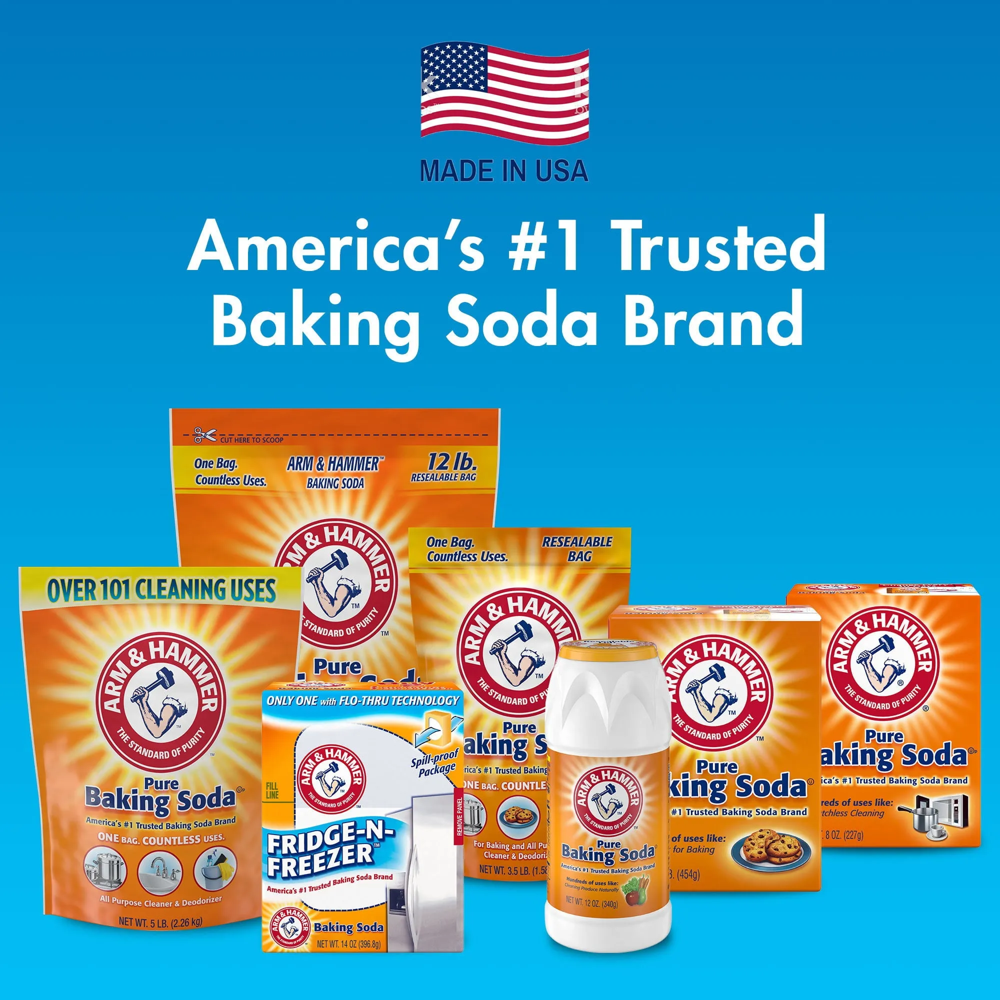 Arm & Hammer Pure Baking Soda 12 lb Bag Sodium Bicarbonate All Purpose Cleaner