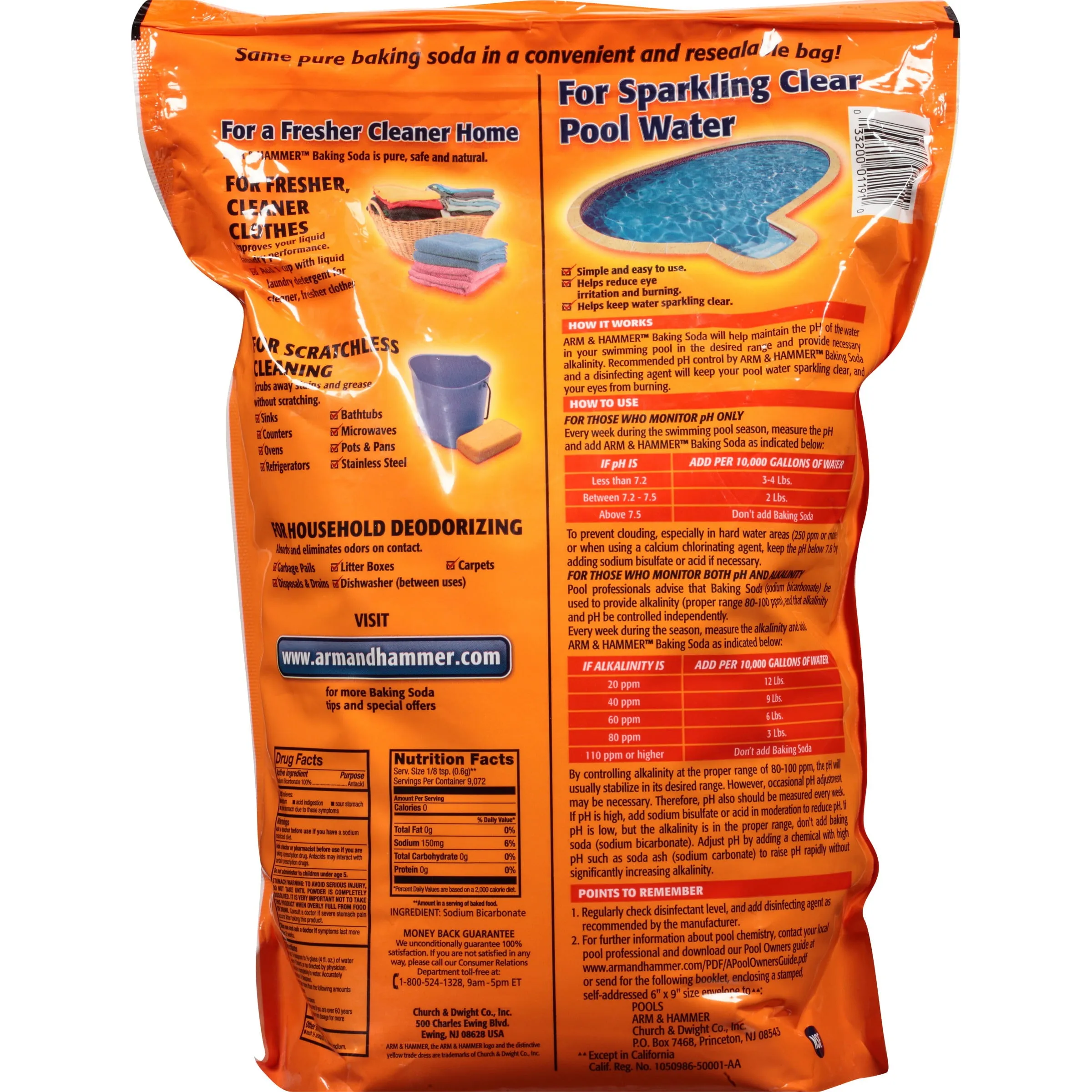 Arm & Hammer Pure Baking Soda 12 lb Bag Sodium Bicarbonate All Purpose Cleaner