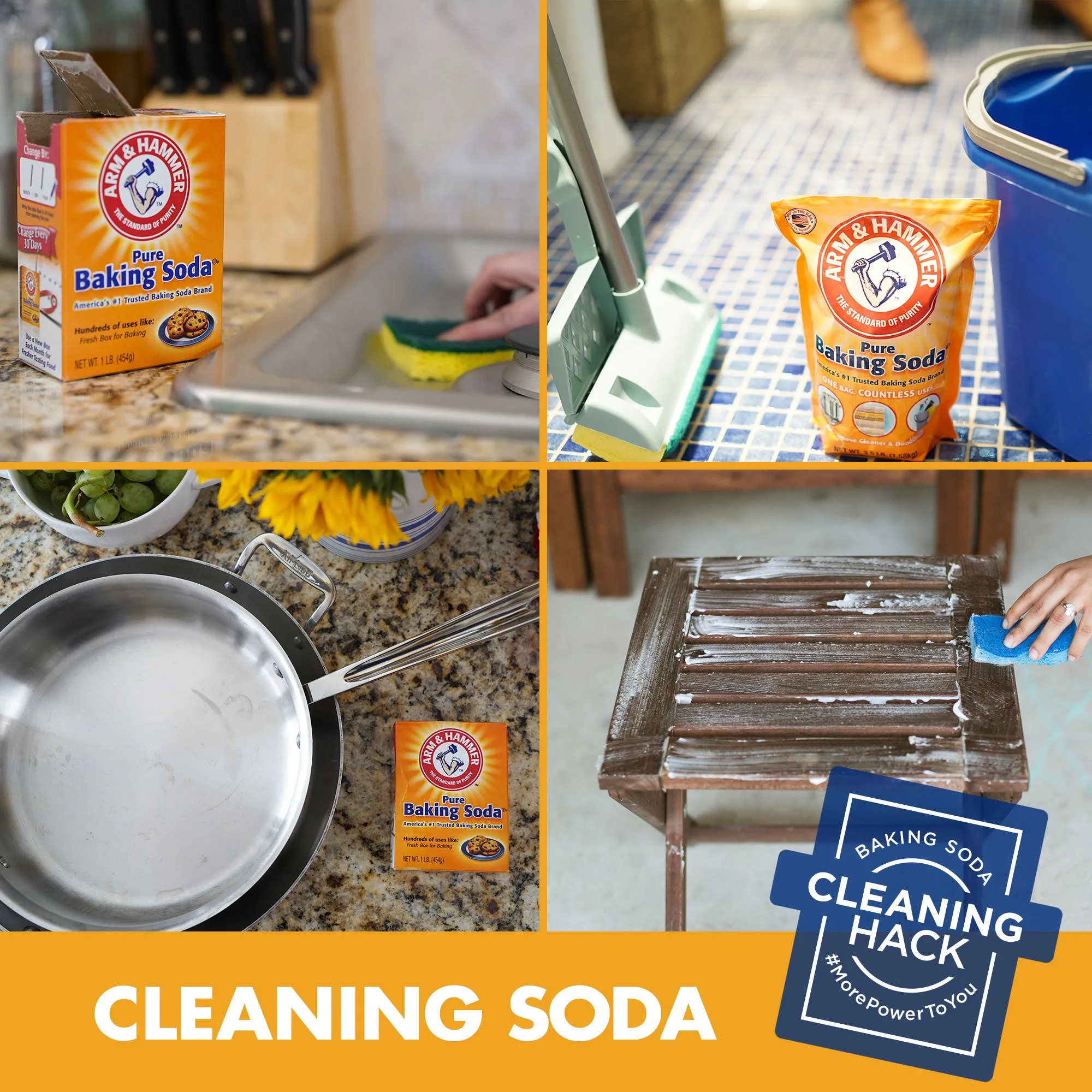 Arm & Hammer Pure Baking Soda 12 lb Bag Sodium Bicarbonate All Purpose Cleaner