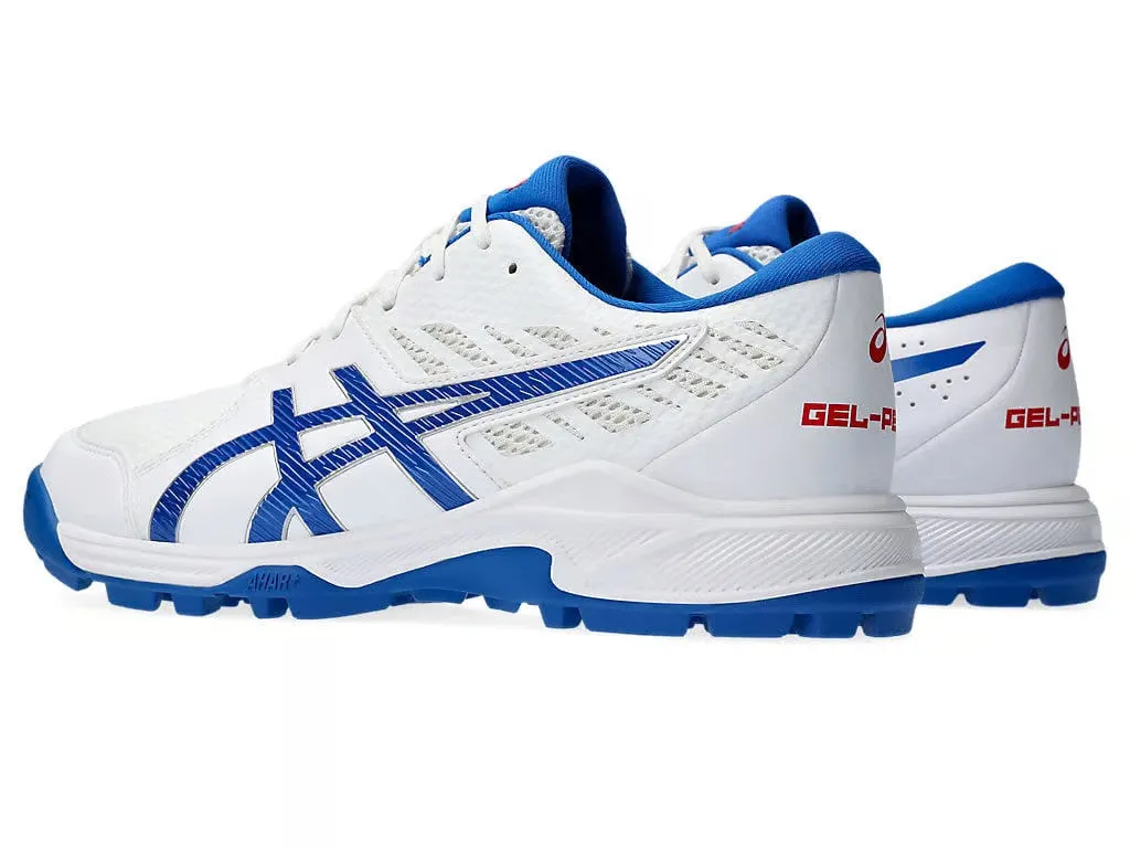 Asics GEL Peake 2 Cricket Shoes White and Tuna Blue