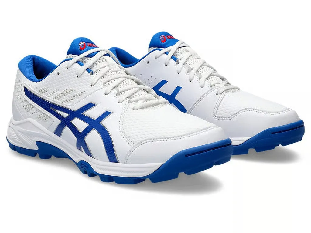 Asics GEL Peake 2 Cricket Shoes White and Tuna Blue