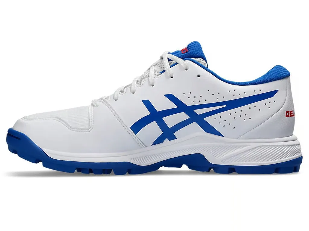 Asics GEL Peake 2 Cricket Shoes White and Tuna Blue