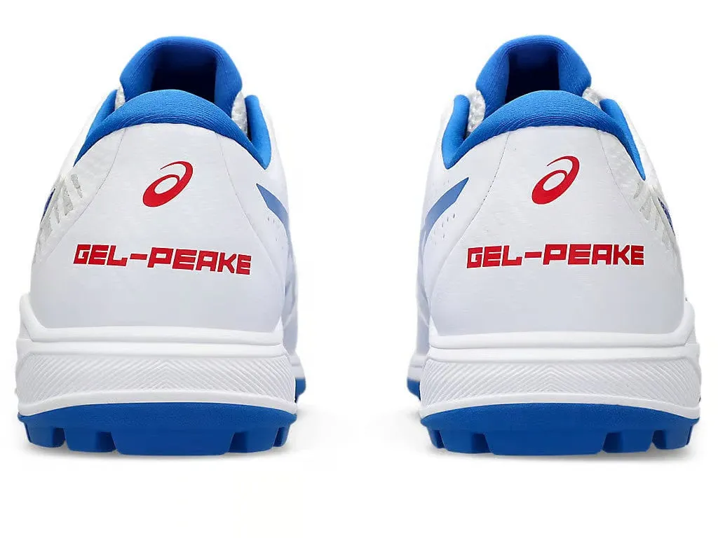 Asics GEL Peake 2 Cricket Shoes White and Tuna Blue