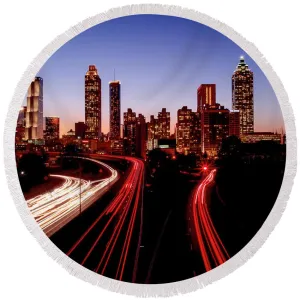 Atlanta At Night - Round Beach Towel