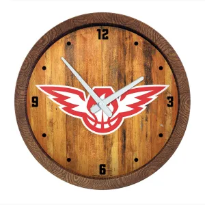 Atlanta Hawks: Logo - "Faux" Barrel Top Clock