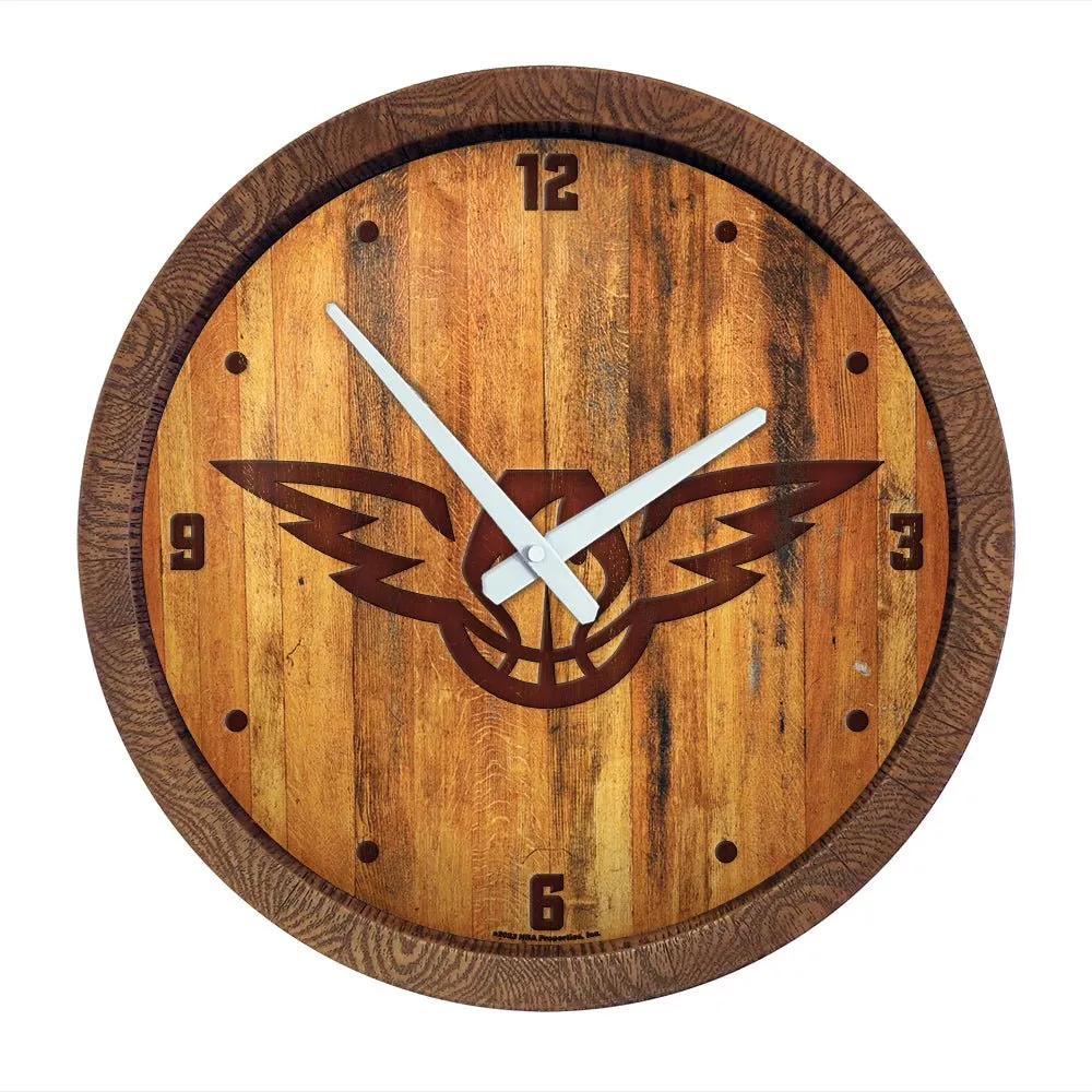 Atlanta Hawks: Logo - "Faux" Barrel Top Clock